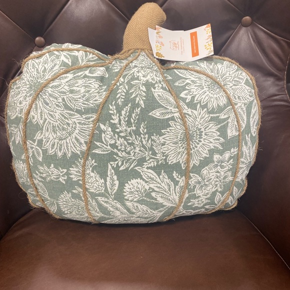 Farmhouse by Rachel Ashwell floral Pumpkin burlap Decorative Pillow - Brand New - Picture 1 of 6